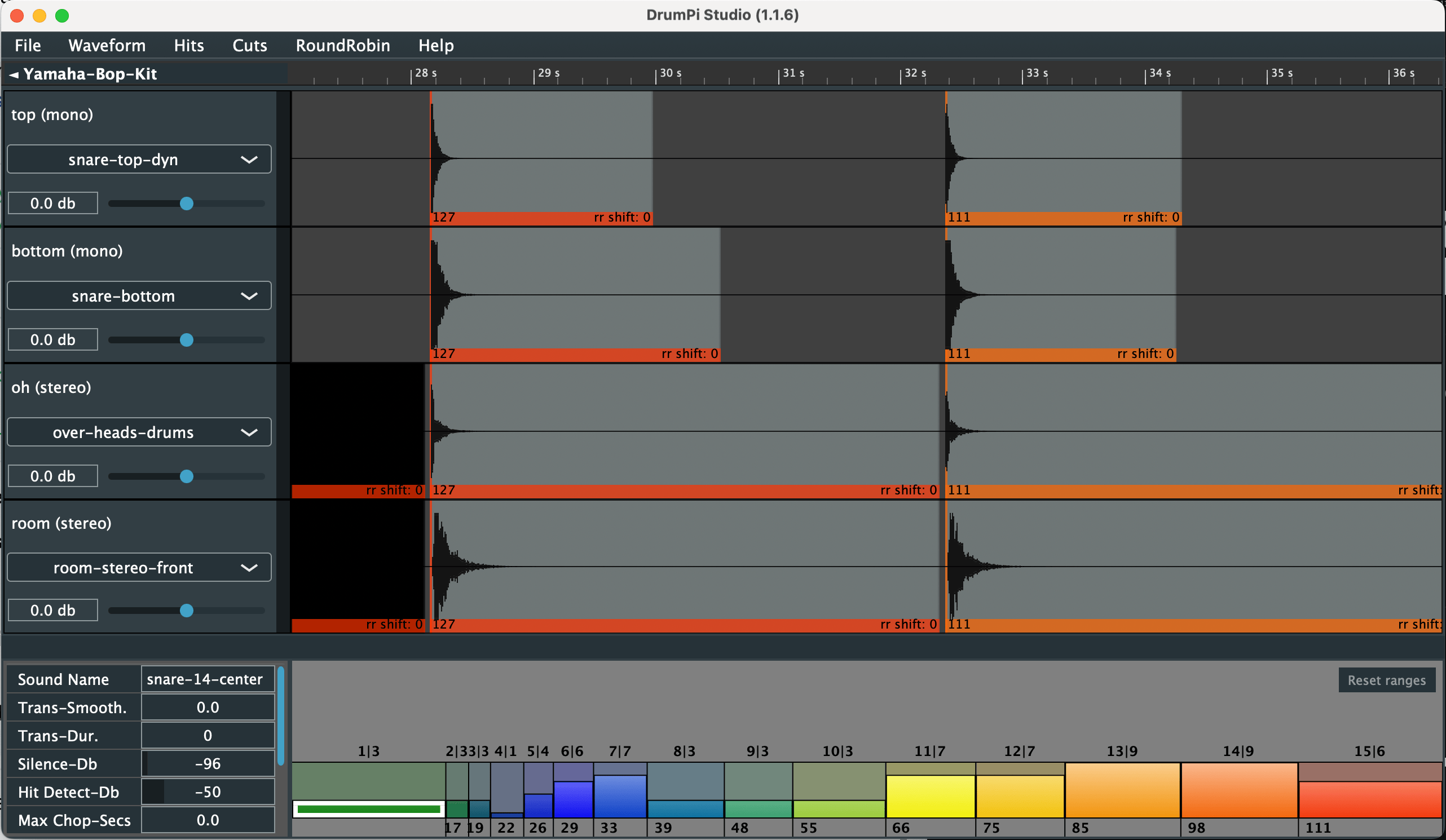 DrumPi Studio, building a kit from multitrack recordings