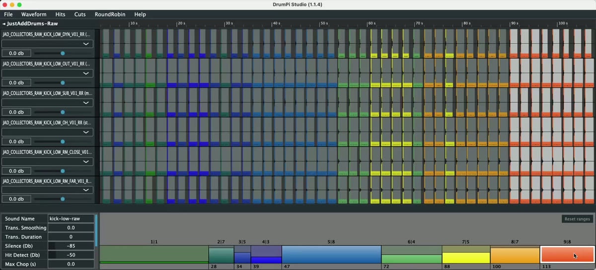 Samples grouped automatically into velocity layers